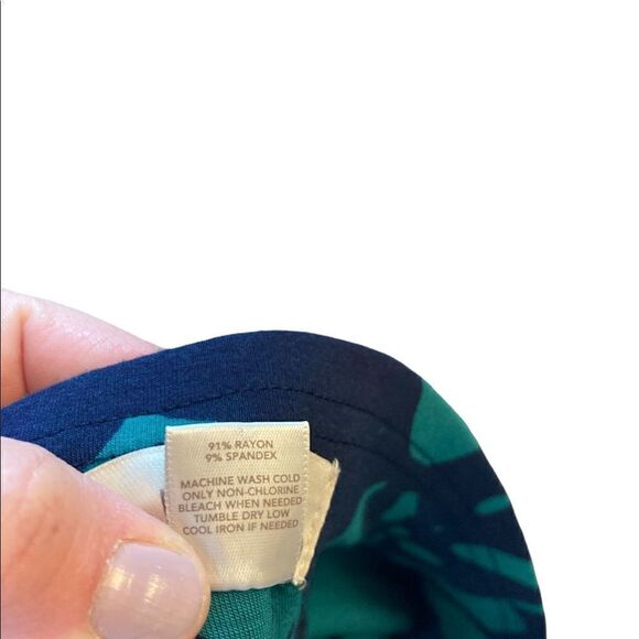 Loft Navy And Turquoise Tropical Floral Skirt, Size M - Picture 2 of 6